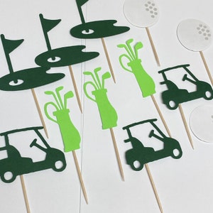 Hole in ONE first Birthday Decor- Golf Themed 1st Birthday cupcake Toppers - 30th Birthday - Par-Tee 40th Birthday - Golf Ball Toppers