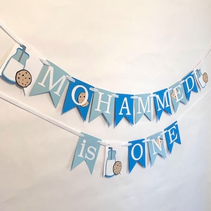 Milk and Cookies 1st Birthday Party Decorations, One Sweet Boy Birthday , Milk and Cookies Banner,  Cookie Theme Party , Cake Smash Blue