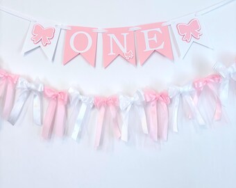 Aazon.co: Pink Bow One High Chair Banner - One High Chair Bow Banner