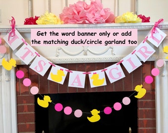 Rubber Duck Baby Shower Girl - Its A Girl Baby Shower - Pink Duck Banner - Duckling Nursery Decorations - Baby Duck Baby Shower