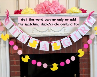 Rubber Duck Baby Shower Banner: Pink It's A Girl Garland