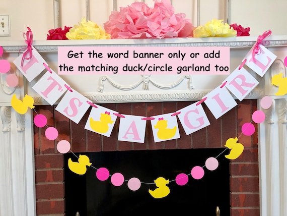 rubber duck banner ducks in a row Baby girl shower Rubber ducky Duckling garland baby shower banner pink yellow ducks rubber ducky decoration