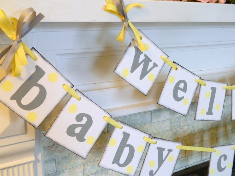 Gender Neutral BABY Shower Decorations / Yellow and Gray Baby Etsy