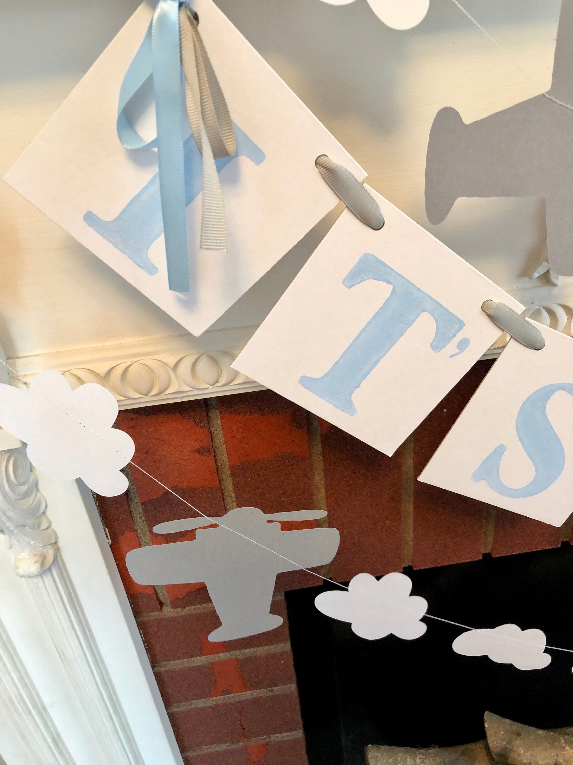 Vintage Airplane Baby Shower Decorations - Balloon Garland Kit With Backdrop For Boys Theme Party