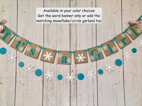 Baby Shower Banner Girl Teal Little Snowflake Baby Shower