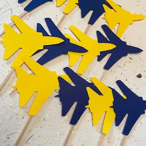 Military Jet 2nd Birthday Decoration - F15 Cupcake Toppers- Time Flies 1st birthday - Baby Shower Cupcake pics - Top One birthday food pics