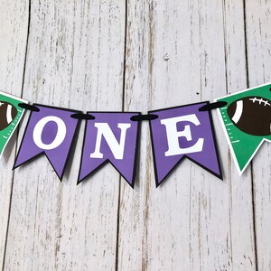 Football First Birthday Decorations Football 12 Month Photos Football 1st Year Photo Banner ONE High Chair Decor Baby's Rookie Year image 6