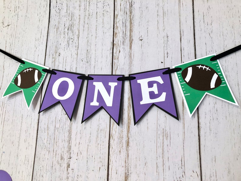 Football First Birthday Decorations Football 12 Month Photos Football 1st Year Photo Banner ONE High Chair Decor Baby's Rookie Year image 6