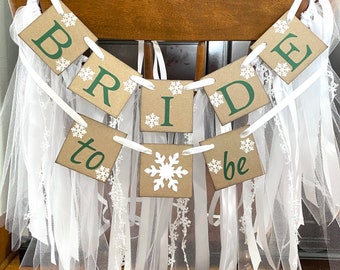 Winter BRIDAL SHOWER decorations - Snowflake Bride to Be banner- Chair Skirt Bridal Shower Decor - Snowflake banner - You Pick the Colors