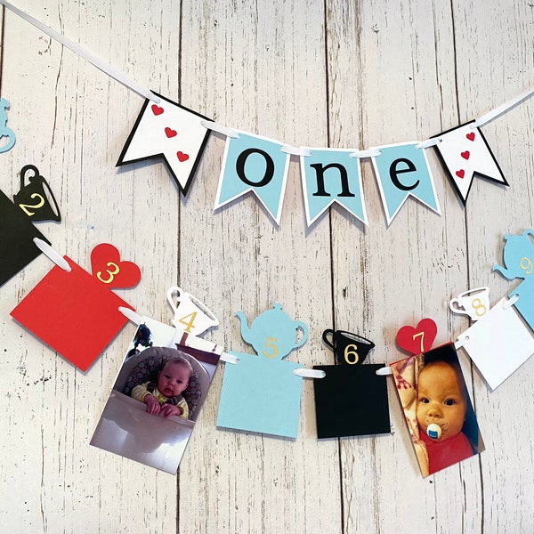 Alice in ONEderland Banner: Tea Party 1st Birthday Photo Backdrop