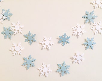 Blue and White Snowflake Garland: Winter Onederland Banner