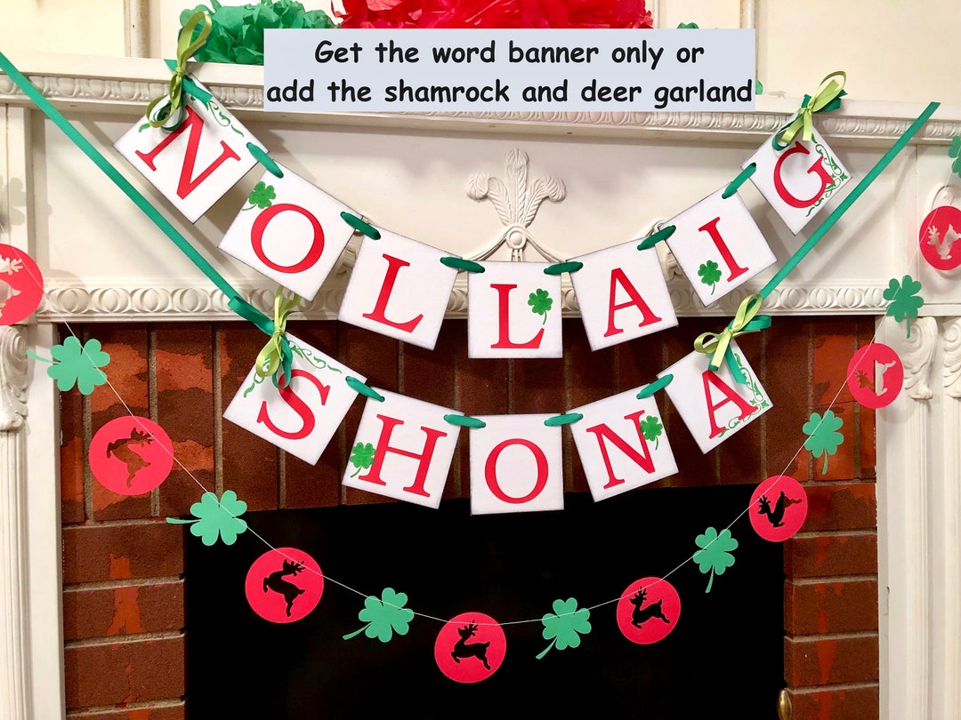 Irish Christmas Decor Nollaig Shona Banner Merry Christmas Banner