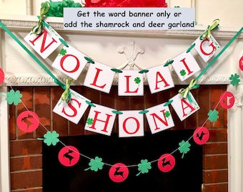 Irish Christmas Decor - Nollaig Shona Banner - Merry Christmas Banner - Gaelic Christmas Sign - Happy Christmas Banner - Family Photo prop