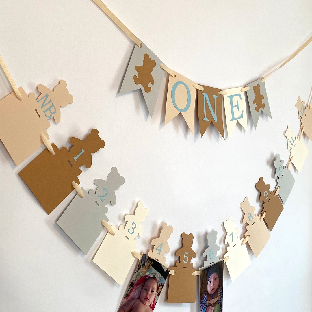 Teddy Bear 1st Birthday Banner: Neutral High Chair Decor - Etsy