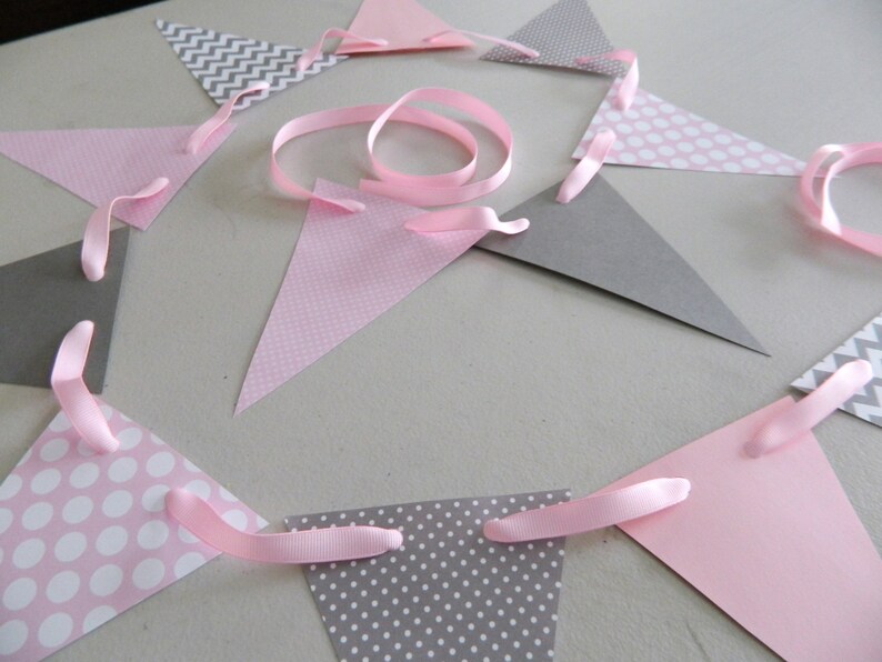 Baby Shower Decorations / Pink and Gray Chevron Stripes Paper Etsy