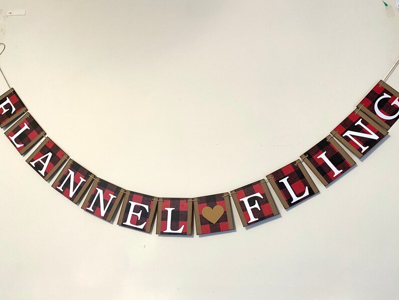 Buffalo Plaid Miss to Mrs Banner Custom Bridal Shower Decor Burlap Banner Flannel Fling Before the Ring Camping Bachelorette Decor