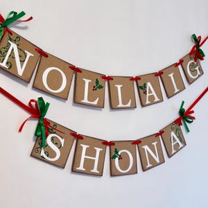 Irish Christmas Decor - Nollaig Shona Banner - Merry Christmas Banner - Gaelic Christmas Sign - Happy Christmas Banner - Family Photo prop 2