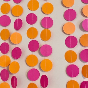 Pink and Orange Party Decorations- Baby Girls 1st Birthday Garland - Hot Pink and Orange Circle Backdrop Girl - Baby shower Circle Banner