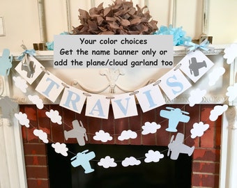 Vintage Airplane Baby Shower Decorations- Custom Travel Birthday Banner- Personalized 1st birthday Decoration - Room Decoration