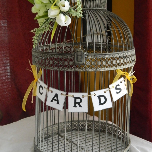 Wedding Cards Box Banner- Wedding Cards Birdcage Sign- Mini Cards Banner - Rustic Cards Suitcase Sign - You Pick The Colors