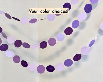 Purple Circle Garland: Baby Shower, Birthday Party Decor