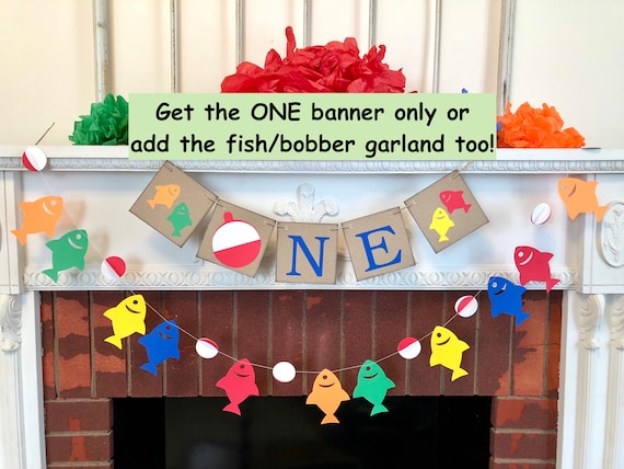 The Big One Fishing Birthday Decor Ofishally One 1st Birthday Cake Smash  Photo Prop High Chair Banner Gone Fishing 1st Birthday 