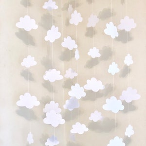 Cloud Garland / Up and Away Baby Shower Decor / DIY Cloud Crib Mobile / Heaven Sent Baby Shower Backdrop / Cloud 9 Birthday / Nursery Decor