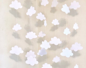 Cloud Garland / Up and Away Baby Shower Decor / DIY Cloud Crib Mobile / Heaven Sent Baby Shower Backdrop / Cloud 9 Birthday / Nursery Decor