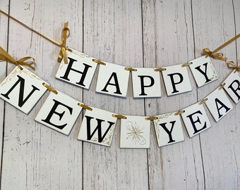 Happy NEW Year Banner- New Years Eve Party Decorations- New Years Holiday Garland- Happy New Year Party Decor