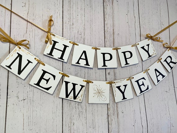 Happy NEW Year Banner- New Years Eve Party Decorations- New Years Holiday Garland- Happy New Year Party Decor Il_570xn