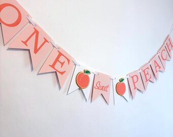 One Sweet Peach 1st Birthday Banner: Blush, White & Gold