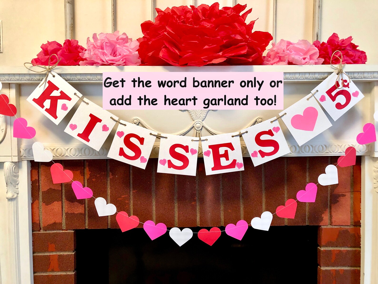 Valentines Day Photo Prop Kisses Banner Kissing Booth Sign image 1.
