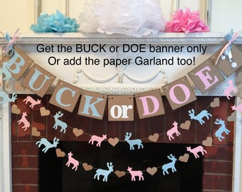 Buck or Doe? Banner / Buck or Doe Gender Reveal Banner / Woodland Baby Announcement / Rustic Baby Shower Decor / buck or Doe Sign-