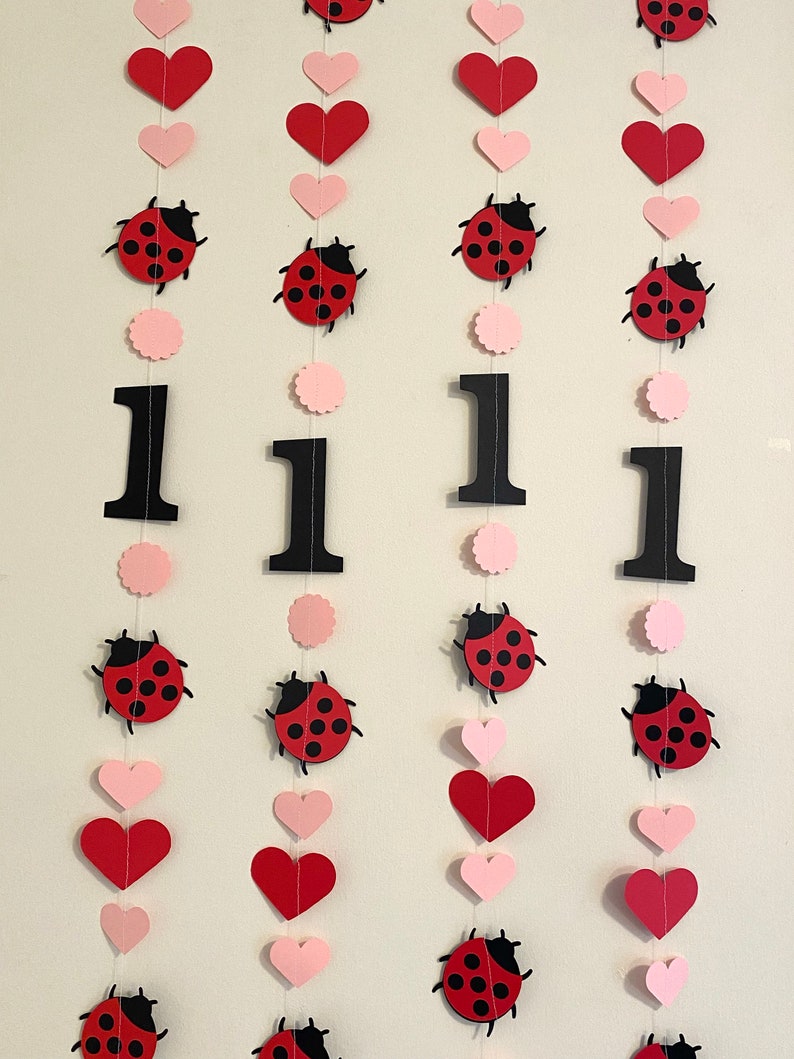 Pink Lady bug 1st Birthday decorations 1st birthday garland Love Bug decor ladybug birthday Backdrop Little Lady 1st 2nd 3rd birthday image 3