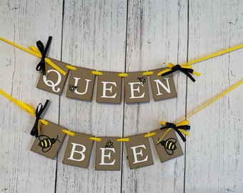 Queen Bee First Birthday Decorations , Bumble Bee Birthday Decor, Mini 1st Birthday High Chair Banner , Bumble Bee Nursery decor, Bee banner