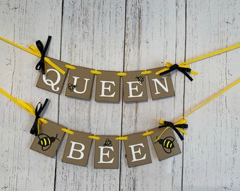 Queen Bee 1st Birthday High Chair Banner: Bumble Bee Decor