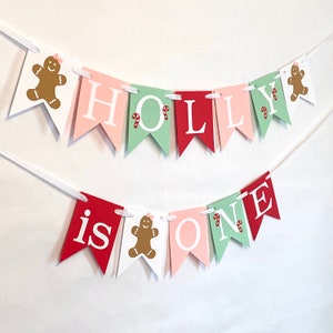 Sweet One Winter Onederland High Chair Banner, Custom Gingerbread and Candy Cane theme First Birthday Banner, 1st Birthday Backdrop