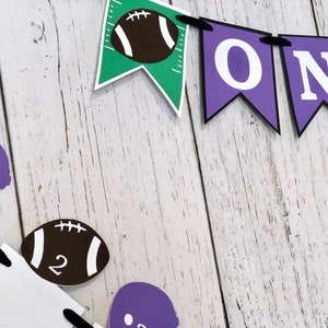 Football First Birthday Decorations Football 12 Month Photos Football 1st Year Photo Banner ONE High Chair Decor Baby's Rookie Year image 3