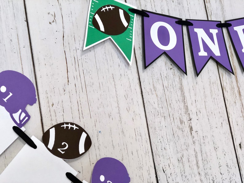 Football First Birthday Decorations Football 12 Month Photos Football 1st Year Photo Banner ONE High Chair Decor Baby's Rookie Year image 3