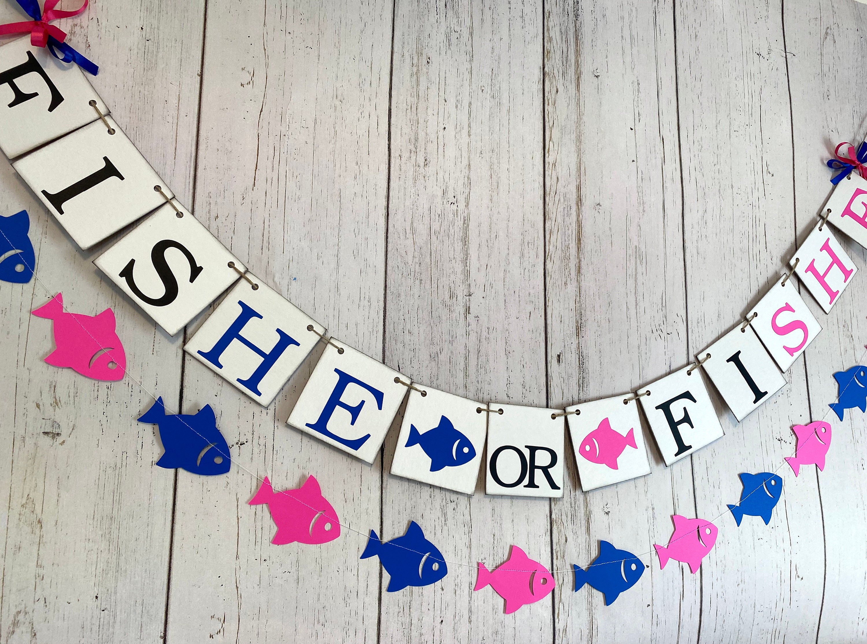 Fishing Baby Gender Reveal Party -Team Fish-he or Fish-She Stickers