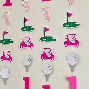 Hole in ONE Birthday Decorations- Golf Themed 1st Birthday - Pink ONE Backdrop garland - golf 2nd, 3rd, 4th, 16th, 21st Birthday Decorations