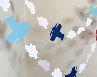 Airplane 1st Birthday Banner - It's a Boy Baby Shower Decor - Time Flies Birthday Decorations - Two Fly Birthday - Biplane Garland