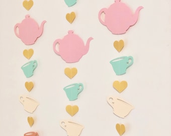 Tea Cup Garland – Tea Party, Bridal Shower, Alice in Wonderland Decor