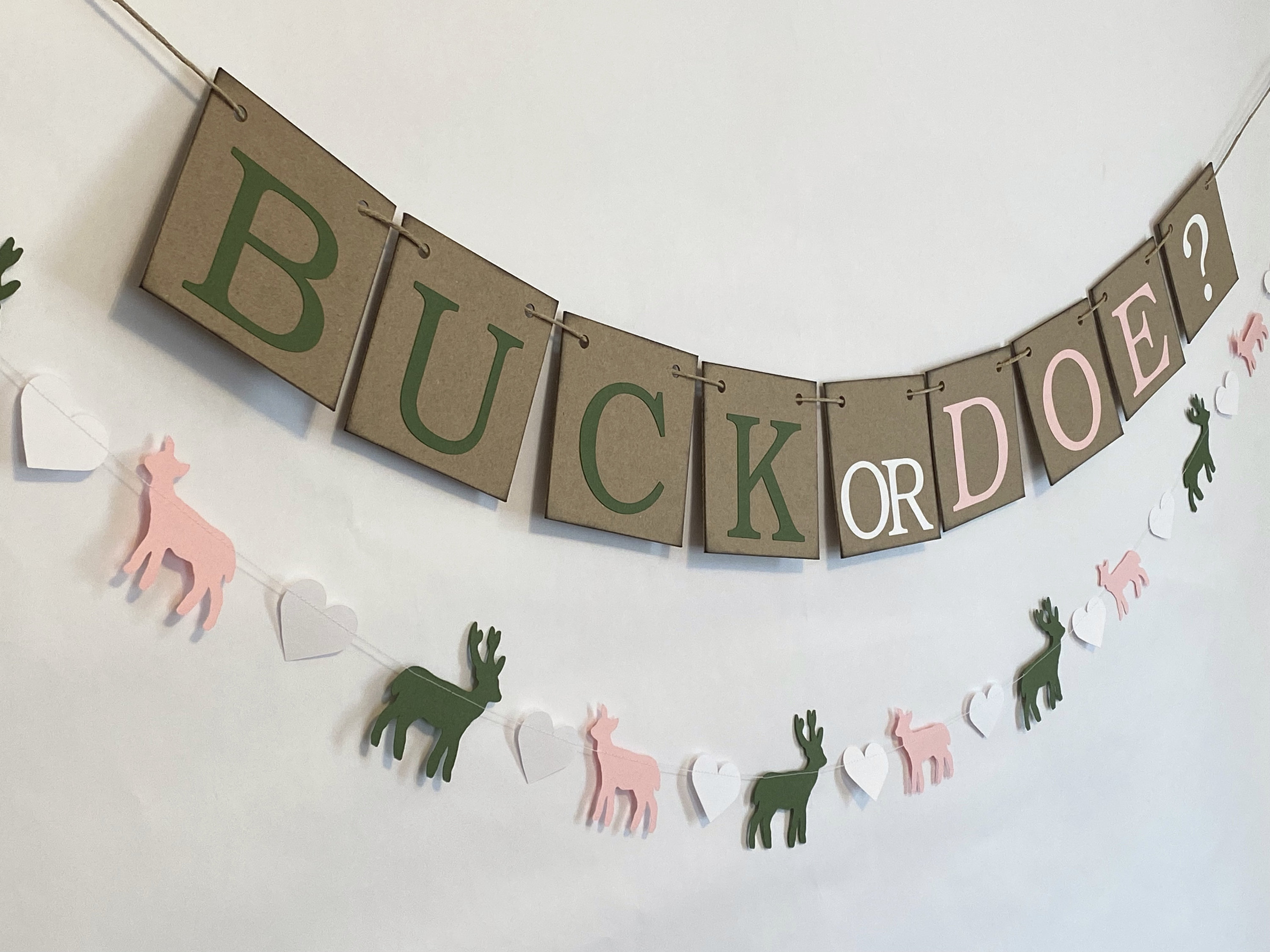 Buck or Doe? Banner / Buck or Doe Gender Reveal Hunter and Pink / Woodland Baby Announcement / Rustic Baby Shower Decor / buck or Doe Sign-