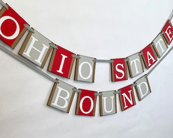 College Bound Banner - Red and Gray Graduation Decor - Custom University Sign - Grad Party Garland - High School Graduate- Custom Banners