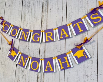 Graduation Decorations / Purple High School Graduation / Custom Banner / purple Gold Graduation Banner / College Graduation / Grad Party