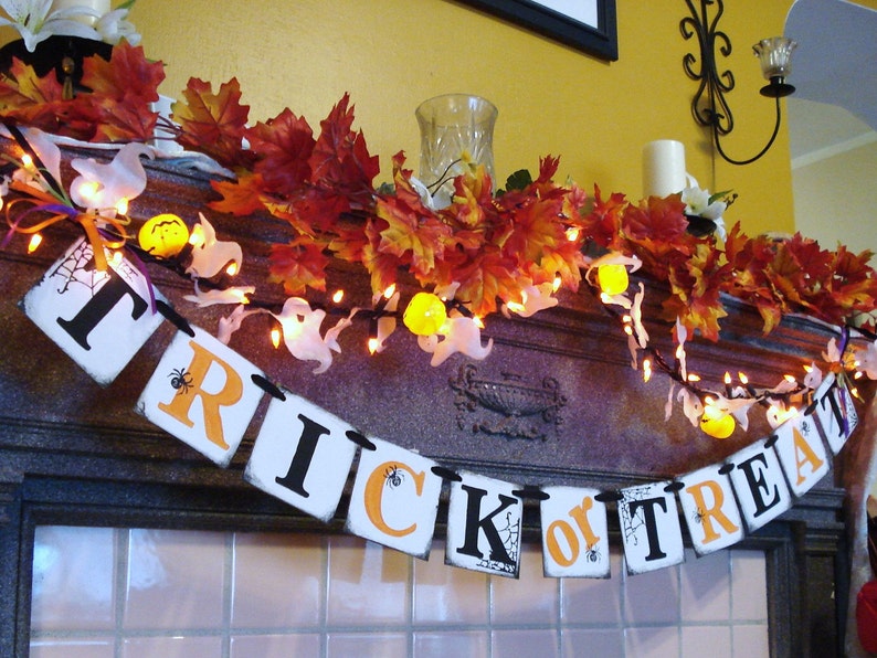 Trick Or Treat Banner Halloween Decorations Halloween Etsy