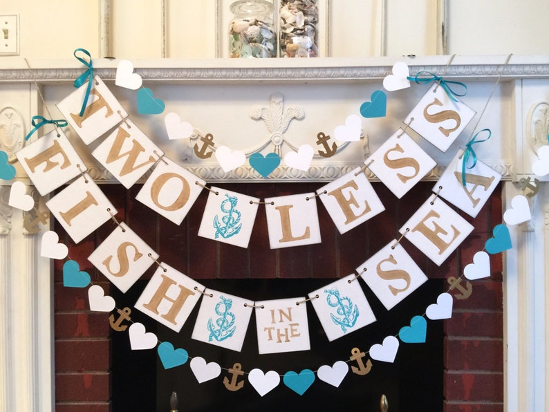 Two Less Fish In The Sea Banner Nautical Wedding Decor Etsy
