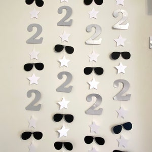 TWO COOL banner - Two Cool Sign - 2nd Birthday Banner - 2nd Sunglass Birthday Banner - 2nd Birthday Decorations - Black and White Birthday