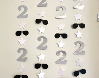 Birthday Garland - Sunglasses & Stars 2nd Birthday Decor
